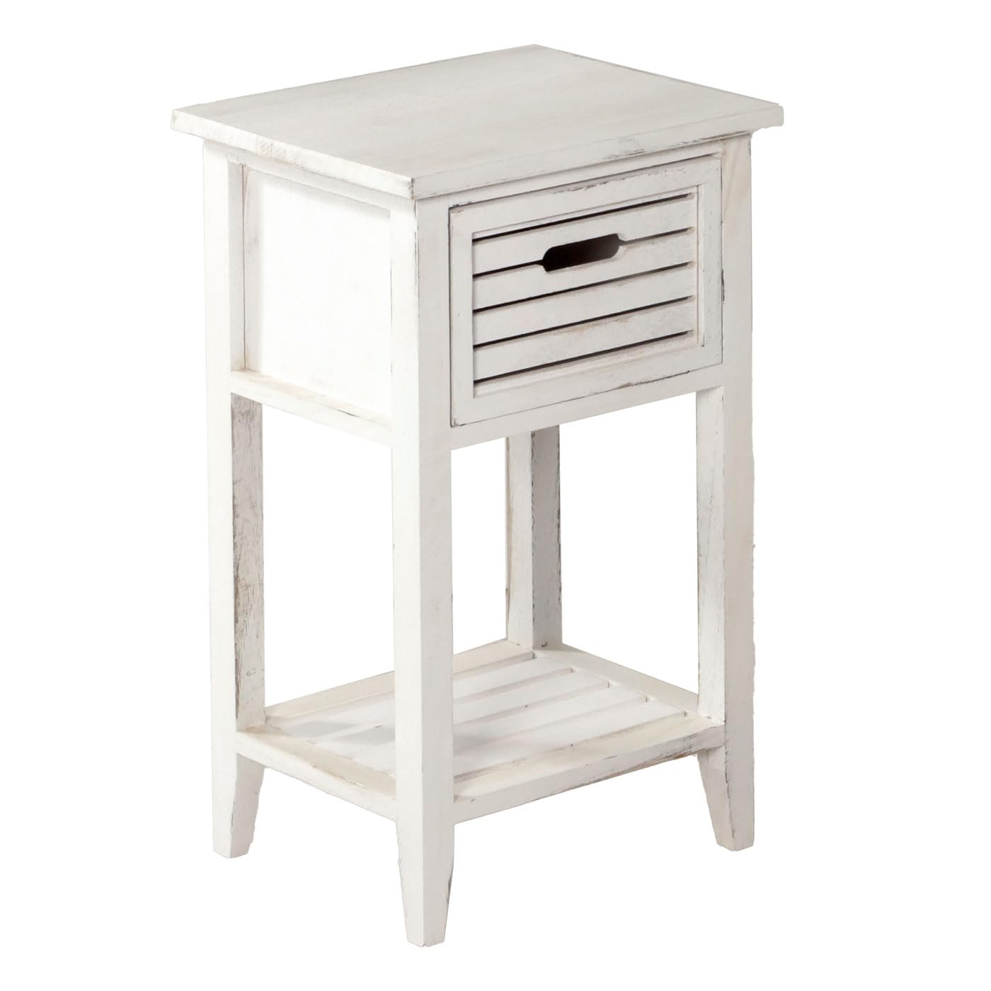 Kommode Beistelltisch Telefontisch, 57x35x27cm, Shabby-Look, Vintage - weiß