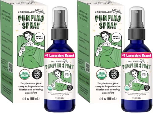 Image of Legendairy Milk Pumping Spray 4 oz., Helps Sore Nipples & Clogged Ducts, Organic Lubricant for Breast Shields and Flanges, Vegan Breast Pump Spray, Natural & Lanolin-Free, Made in USA (Pack of 2)