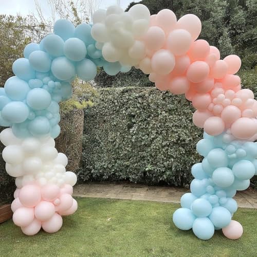 Image of Regular Balloon Combo For Decoration with Glue Dots & Balloon Arch Strip - Party Decor Set For Easy Party Setup (PINK BLUE WHITE, 100)