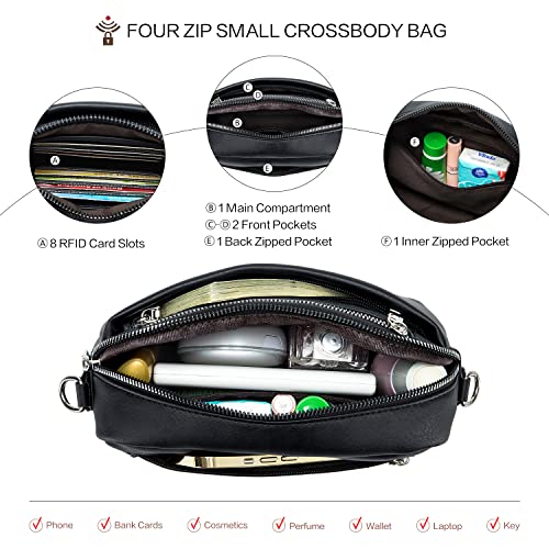 POIUGOYA-Small-Crossbody-Bags-for-Women-Leather-Womens-Shoulder-Purses-and-HandbagsFour-Zip-Camera-Purse-with-Wide-Strap