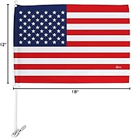Vista 5 de Bandera de Estados Unidos con poste para coche, bandera para carros, 2 unidades, bandera de América, capó para auto, 4 de julio, decoración