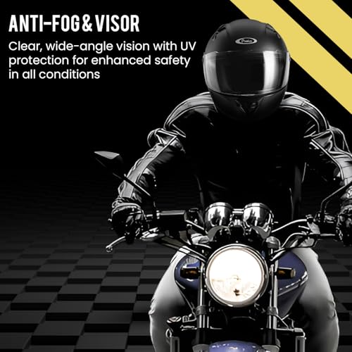 Image of Pivalo 580MM VAYU Full Face Helmet with Outer Clear Visor Matt Finish Scratch Resistant for Bike Scooty Riding Men and Women (Pack of 1, Black)