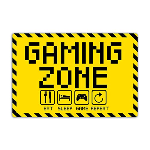 Panneau Gaming Zone 20 x 30 cm eat Sleep Game Repeat pour Gamer en panneau de mousse rigide en PVC de 3 mm avec protection UV de STROBO