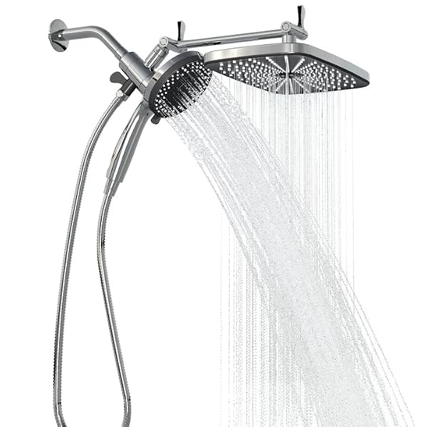 Chrome Rain Shower Head with Handheld 12x7.5 High Pressure Rain Shower Head by Mepplzian - Used condition - US$33.44