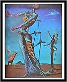 Salvador Dali Die brennende Giraffe Poster Kunstdruck Bild im Alu Rahmen in schwarz 60x48cm