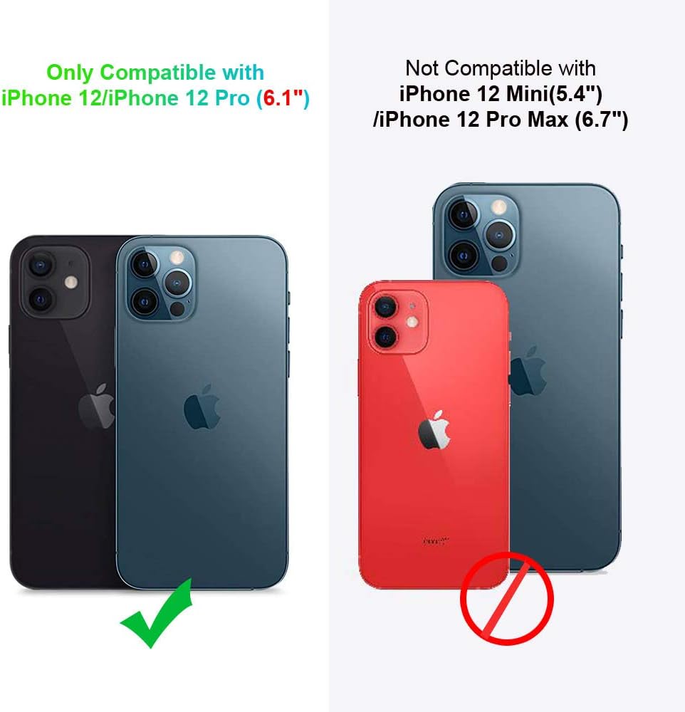 for iPhone 12 Wallet Case/for iPhone 12 Pro Wallet Case,[Kickstand][Wrist Strap][Card Holder Slots] TPU Interior Protective PU Leather Folio Flip Cover (Black) - Image 2