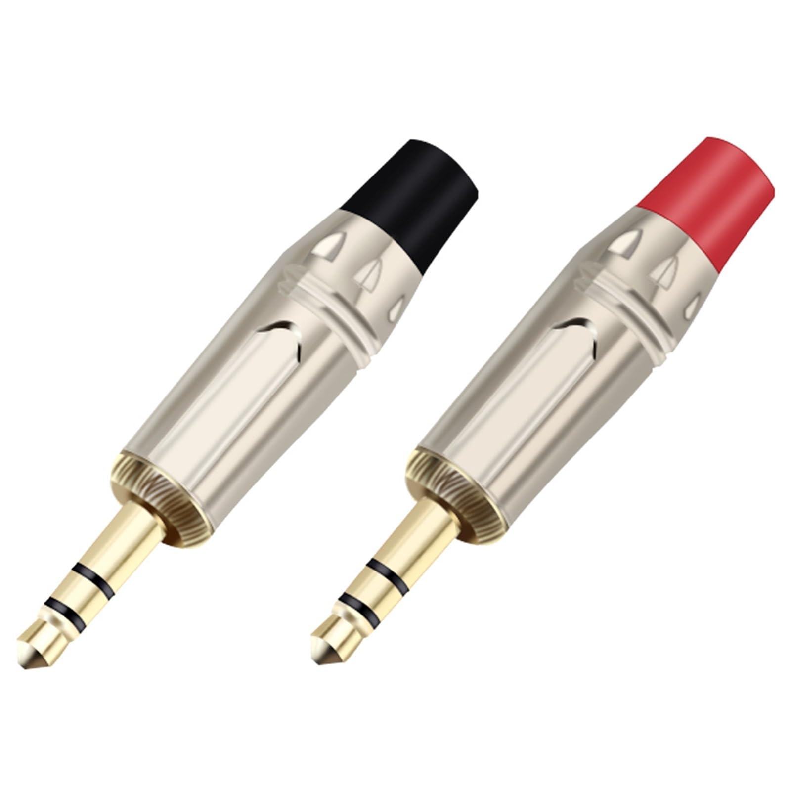 2 szt. Jack 3,5 mm 3-biegunowe męskie złącze wtykowe stereo, złącze do lutowania, 3-pinowe, 3,5 mm, wtyczka zestaw słuchawkowy słuchawki DIY (1 x czarny, 1 x czerwony)