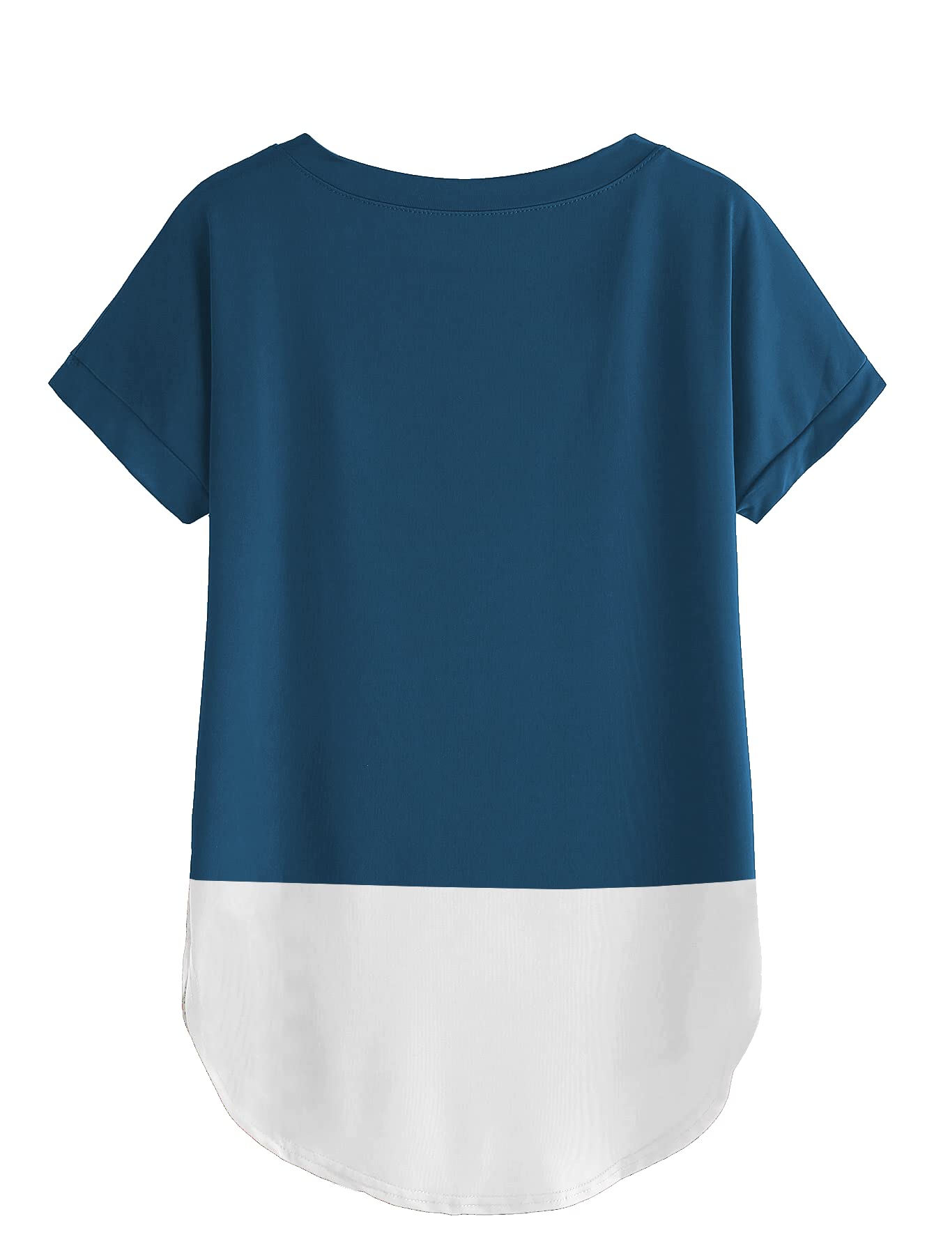 Fabricorn Women's Blue & White Solid Regular Fit Short Sleeves T-Shirt, Large Size - Image 2 thumbnail