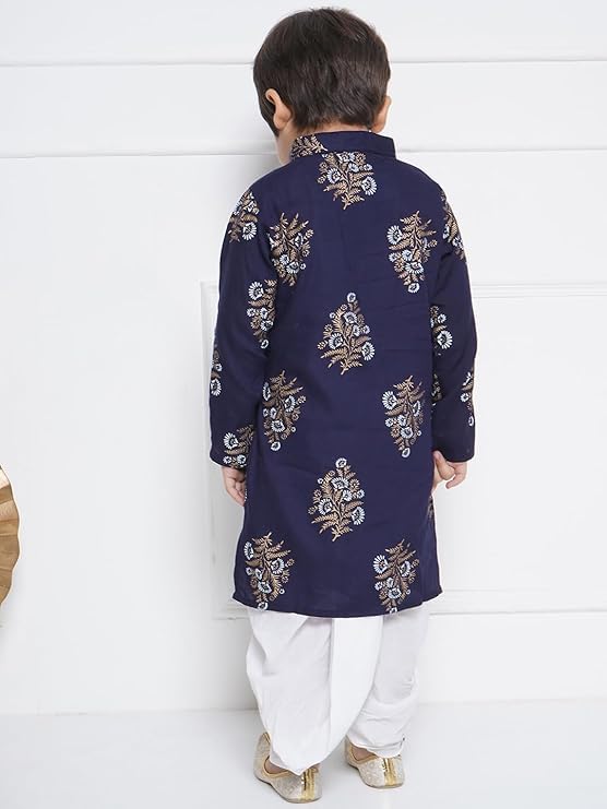 Image of AJ DEZINES Kids Cotton Printed Dhoti Kurta Set For Boys | Fashionable Bandhani Print Kurta | Stylish Boys Kurta Set | Perfect For Festivals Wedding & Family Function Wear