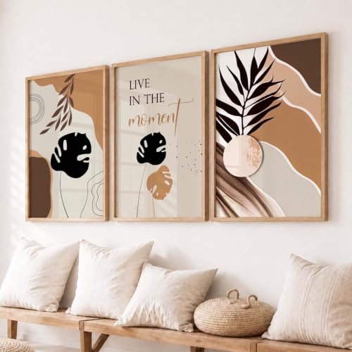 Image of kotart Wood Painting For Wall Decoration - Modern Art Wall Decor Framed Painting For Living Room Bedroom - Framed Posters /Paintings With Frame Set of 3 (Art 7)