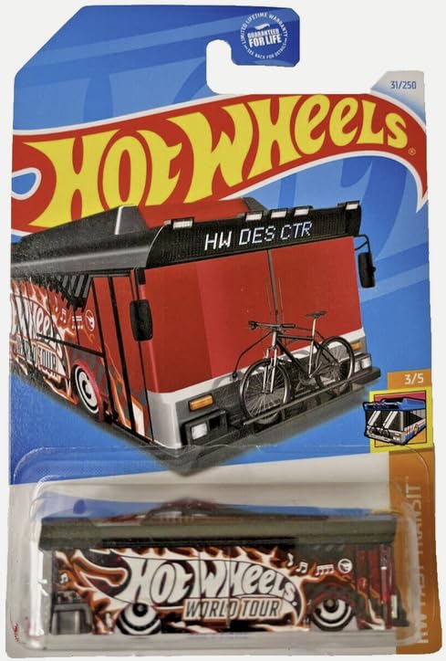 Ain't Fare, HW Fast Transit 3/5 (Black/Red) - Bus - Die-cast Metal - 1:64 Scale - Pull-Back Action - Manual Winding - Kids - Children - Unisex
