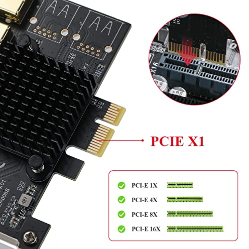MZHOU PCI-E 1 to 5 USB Slots Riser Card - Higher Stability USB 3.0 Adapter Multiplier Card for Bitcoin Mining Compatible with Windows Linux Mac