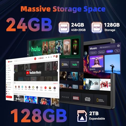 Image of Tablet, 10.1 inch Android Tablet with Octa-core Processor 24GB RAM 128GB ROM 2 TB Expandable, 1280x800 HD IPS Touchscreen, 8H Battery, GPS, Wi-Fi 6, BT 5.4, Dual Camera, Android 15 Tablets
