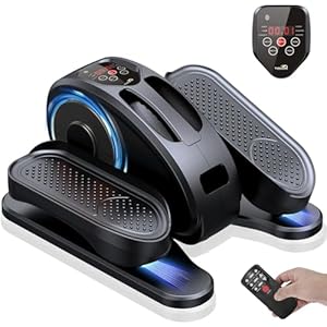 Under Desk Elliptical Machine, Mini Ellipse Leg Exerciser Electric Seated Pedal Fully Assembled Quiet Compact for Seniors Portable Stepper with Remote Control for Home