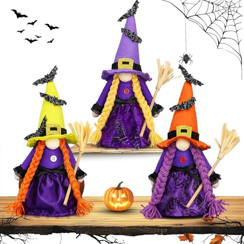 Lovinland Halloween Decorations - Halloween Decor - 3PCS Witch Plush Gnomes - Cute Hocus Pocus Decorations for Home, Indoor, Office, Table, Party Clearance