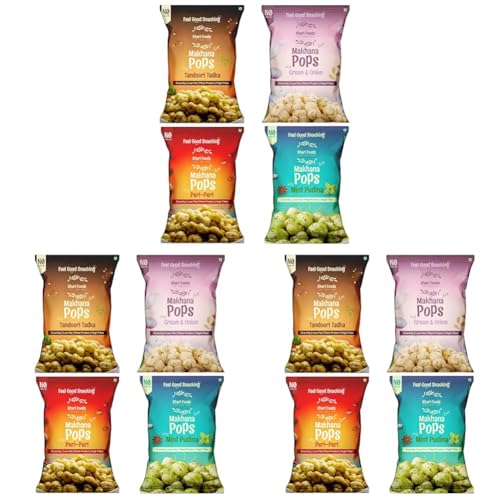 Image of Khari Foods Premium Flavoured Makhana, 4 Flavours Combo, Crunchy & Roasted Makhana Pops, Protein Source, Fibre Rich, No Palm Oil, Gluten Free (25g x 4) (Pack of 3)