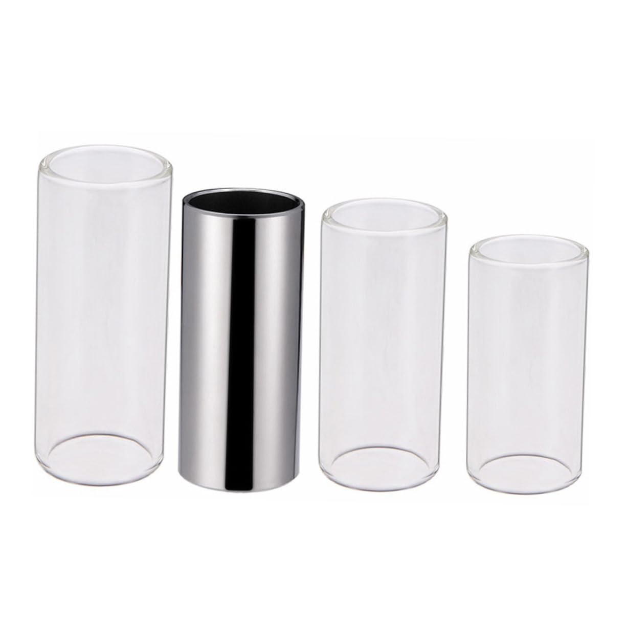 Sosoport Guitar Kit Glass Slides Stainless Steel Slide with Thumb Finger Picks Storage Case for Acoustic Electric Guitars Durable Glass for Enhanced Sound