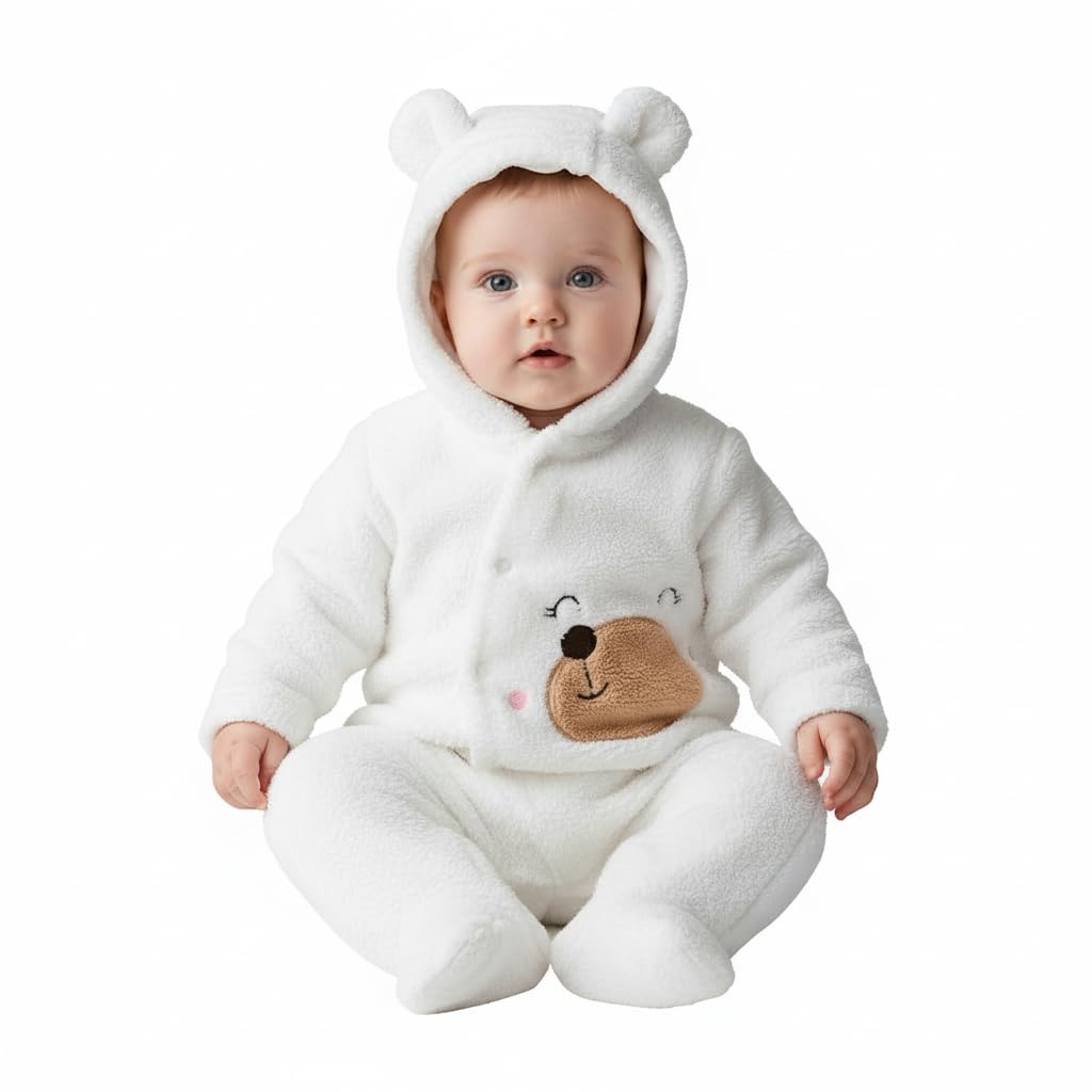 naman Fleece Footed Jumpsuit Newborn Hooded Rompers Long Sleeve Onesies Button Closure Warm Infant Winter Outfits,Baby Boys Girls Snowsuit Pajamas Cute Bear Ear Bodysuits Outwear.-picture-33