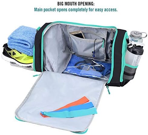 Ultimate Gym Bag 2.0: The Durable Crowdsource Designed Duffel Bag with 10 Optimal Compartments Including Water Resistant Pouch (Teal, Small (15"))