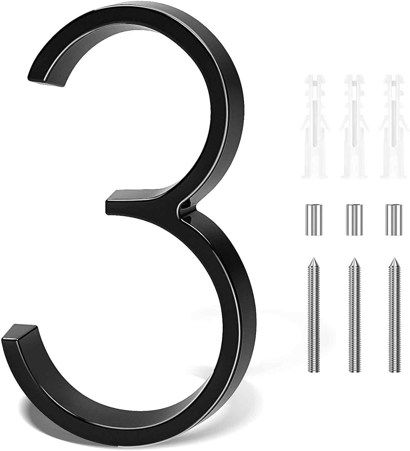 5 inch floating house numbers, modern house numbers for outside address numbers house number signs for outside home door mailbox garden street zinc alloy black house number 3