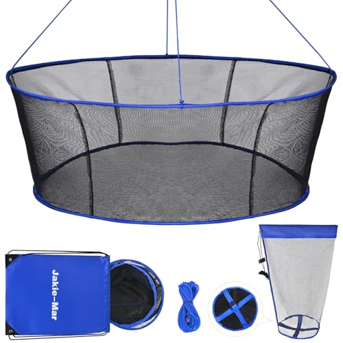 Foldable Fishing Net, Landing Fishing Pier Nets, Drop Net for Pulling Up Fish with Rope, Portable Bridge Fishing Net for Minnows, Crawfish, Shrimp