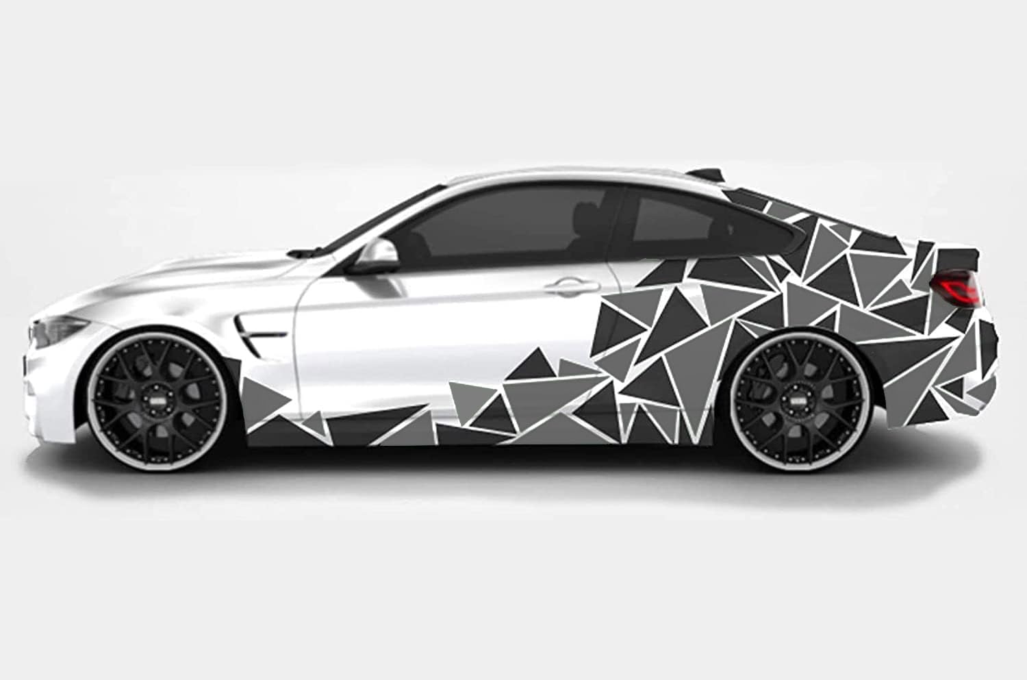 Grafic Adesivi fiancate Auto Triangoli Set Completo Camouflage per Auto Car Decal Racing Sticker Decorazione fiancate Sport (Nero Opaco)