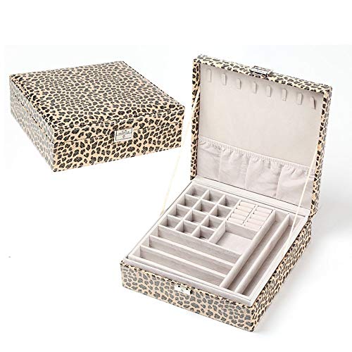 Preisvergleich Produktbild MU Haushalt tragbare aufbewahrungsbox massivholz schmuckschatulle / 2 Schichten schmuck Armband Ring Halskette täglichen bedarfs,B,26 * 26 * 9CM