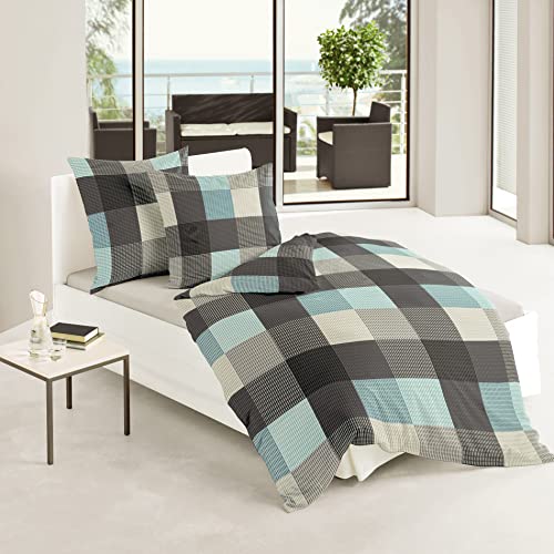 Bierbaum Bettwäsche 6452, Fein-Biber, Made in Germany, türkis 02, 135x200 + 80x80 cm - Image 3