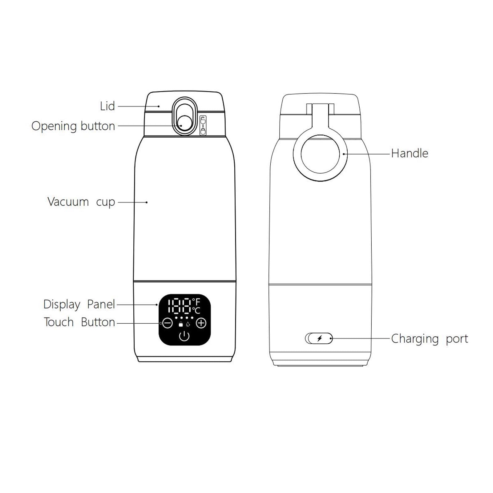 banapoy Tetera Eléctrica de Viaje sin Cable, 500ml Acero Inoxidable 316