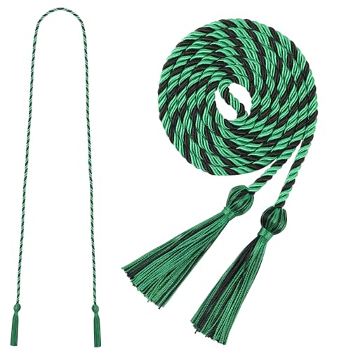 Image of Graduation Honor Cord 68 inch Grad Braided Honor Cords with Tassel Honor Rope Grad Cords for Graduation Students Bachelor Master Doctoral Gown Grad Decor (Kelly and Black)