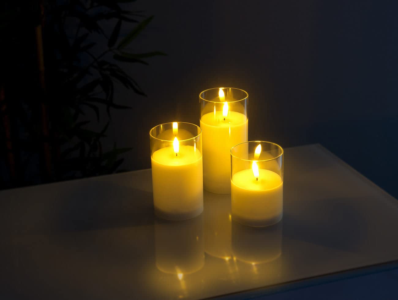 candele a led con telecomando: Set da 6 Candele LED in cera vera, con telecomando, diverse dimensioni, in vetro acrilico (realistiche, elettriche a cera, dimmer)