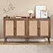 Farini Sideboard Buffet Cabinet with Storage, Bar Liquor Cabinet with Rattan Decorated Doors, Vintage Side Cabinet for Dining Room, Living Room,Hallway(Vintage)