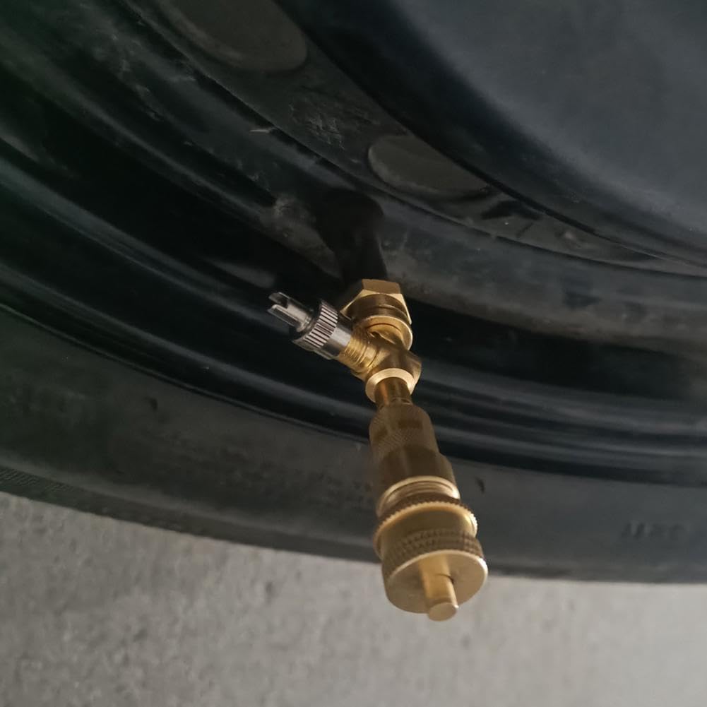 Adaptador en T de válvula, convertidor de cobre puro, medidor de presión de neumáticos de depuración for motocicleta y automóvil(5 PCS)