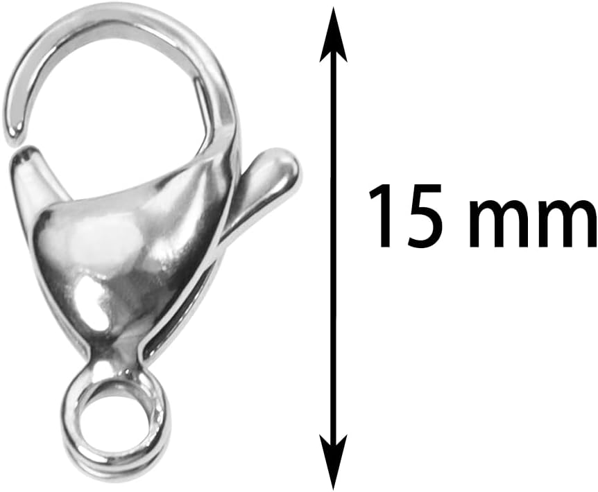Shapenty 15mm Stainless Steel Lobster Claw Clasps Fastener Hook Connector for Necklace Bracelet Jewelry Finding Making Key Ring Keychain Bag Purse Hanging Charms Accessories Ornaments Craft (20) - Image 2
