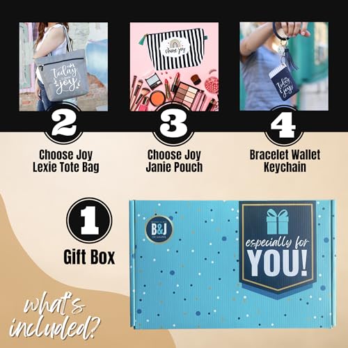 Brooke and Jess Designs - Choose Joy Lexie Tote Bag, Janie Makeup Bag, Keychain Accessory Gift Box2