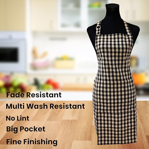 Image of Kitchen Apron for Women & Men | 100% Cotton | Cooking Apron with Big utility Pocket | Adjustable neck strap | Free Size | Kitchen Utensils Accessory
