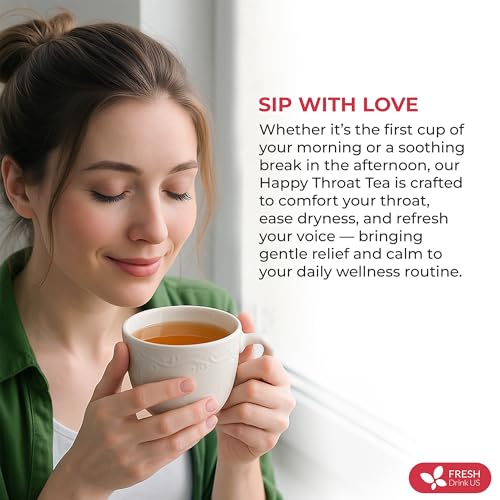 Image of Premium Happy Throat Herbal Tea - 75 Bags Of Supper Tea Blend: Marshmallow Root, Slippery Elm & Ginger - Dry & Sore Throat Relief - Caffeine-Free, No Honey, No Citrus - No Sugar
