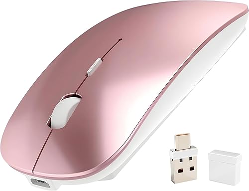 Mouse inalámbrico USB C para MacBook Air MacBook Pro, mouse inalámbrico Bluetooth para portátilPCMaciPad procomputadora (oro rosa)