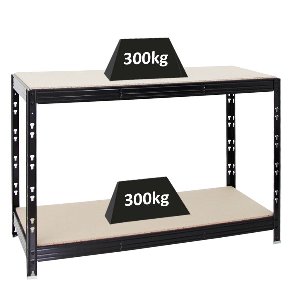 PROREGAL Etabli Tiger réglable en Hauteur | HxLxP 90x140x60cm | Capacité de Charge 600 kg | Noir | Etabli d’Atelier, Table de Travail, Bricolage, logistique
