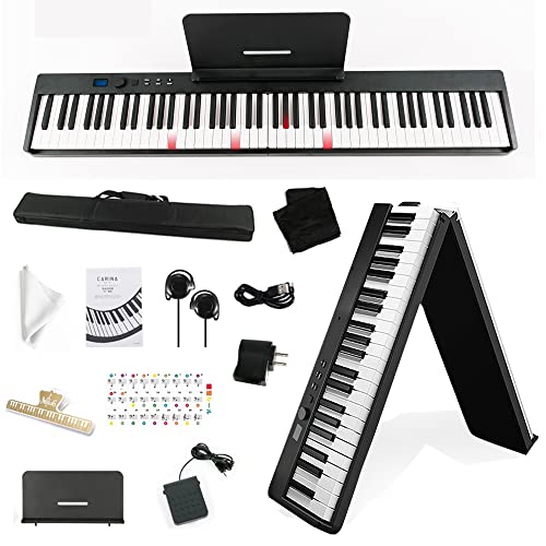 【美品】CARINA カリーナ　折りたたみ式 電子ピアノ 88鍵盤 充電式 Amazon | Carina 折りたたみ 電子ピアノ 光る鍵盤 88鍵盤
