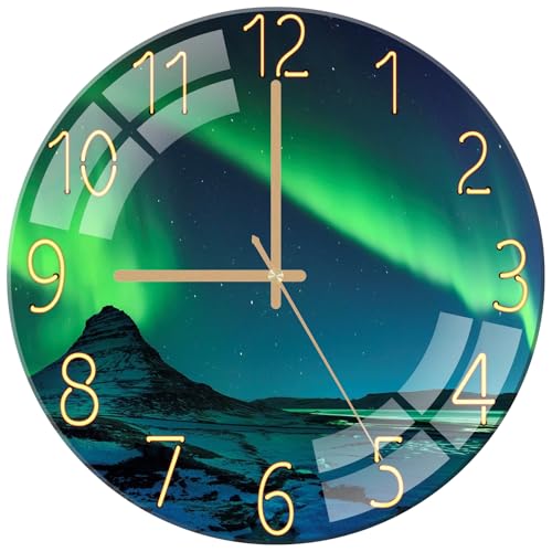 ALEENFOON Horloge Murale en Verre de 30 cm, Horloge Quartz Ronde Modern Silencieuse sans tic-tac Horloge Murale pour Salon, Cuisine, Chambre à Coucher, Bureau (Aurore) ALEENFOON Horloge Murale en Verre de 30 cm, Horloge Quartz Ronde Modern Silencieuse sans tic-tac Horloge Murale pour Salon, Cuisine, Chambre à Coucher, Bureau (Aurore)