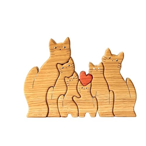 personalized wooden Cat family puzzle familia for family gifts ideas