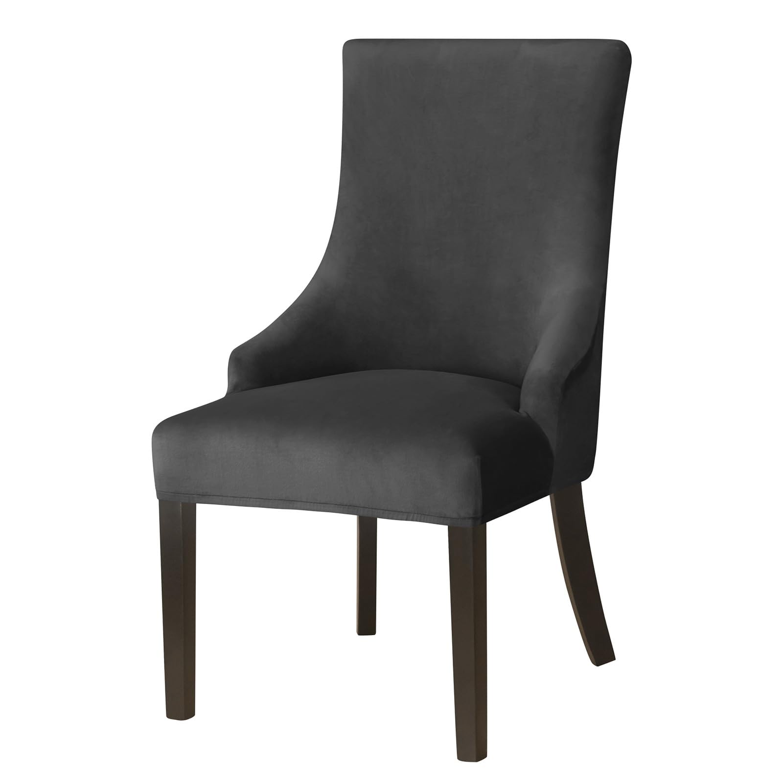 Lot de 6 housses de chaise en velours noir extensible pour salle à manger