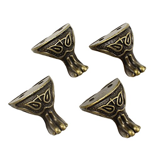 RZDEAL 4Pcs Antique Brass Box Legs Feet Corner Protector Decorative Jewelry Gift Box Wood Case Vintage(1.14'' x 1.06'')