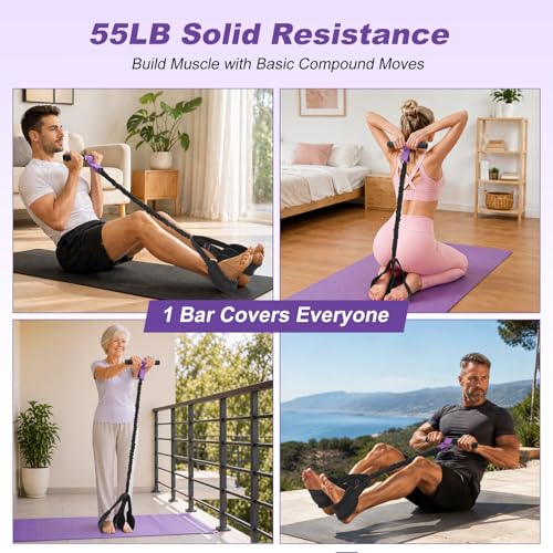 Image of Foot Pedal Resistance Band with Handle, Upgrade Full Body Workout for Men & Women, Core Abs Legs Glutes Arms, Pilates Strength Training Home Gym Equipment