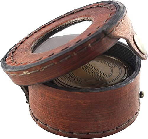Brújula de bolsillo vintage de latón sólido con reloj de sol miniatura 1