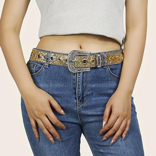 Delicate Adjustable Rhinestone Buckle Belt Woman Full Sequins Waist Belts Cowgirl Girls Belt For Jeans Men4