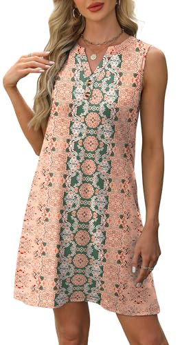 Image of XIEERDUO Summer Dresses for Women 2026 Beach Vacation Clothes V Neck Button Sundresses with Pockets