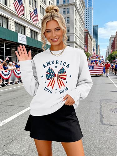 Image of PECHAR USA Sweatshirt Women American Flag Sweater 4th of July Shirts Patriotic Sweater Fourth of July Pullover