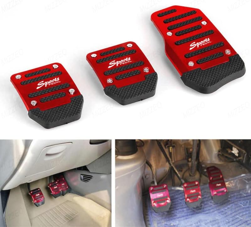 MIZZEO Vehicle Sports Accelerator Brake Clutch Pedal Cover (Pack of 3) Red Compatible with Honda City Zx (2003-2008)